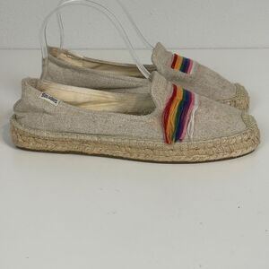 SOLUDOS Pride Rainbow Fringe Beige Jute Espadrilles 8